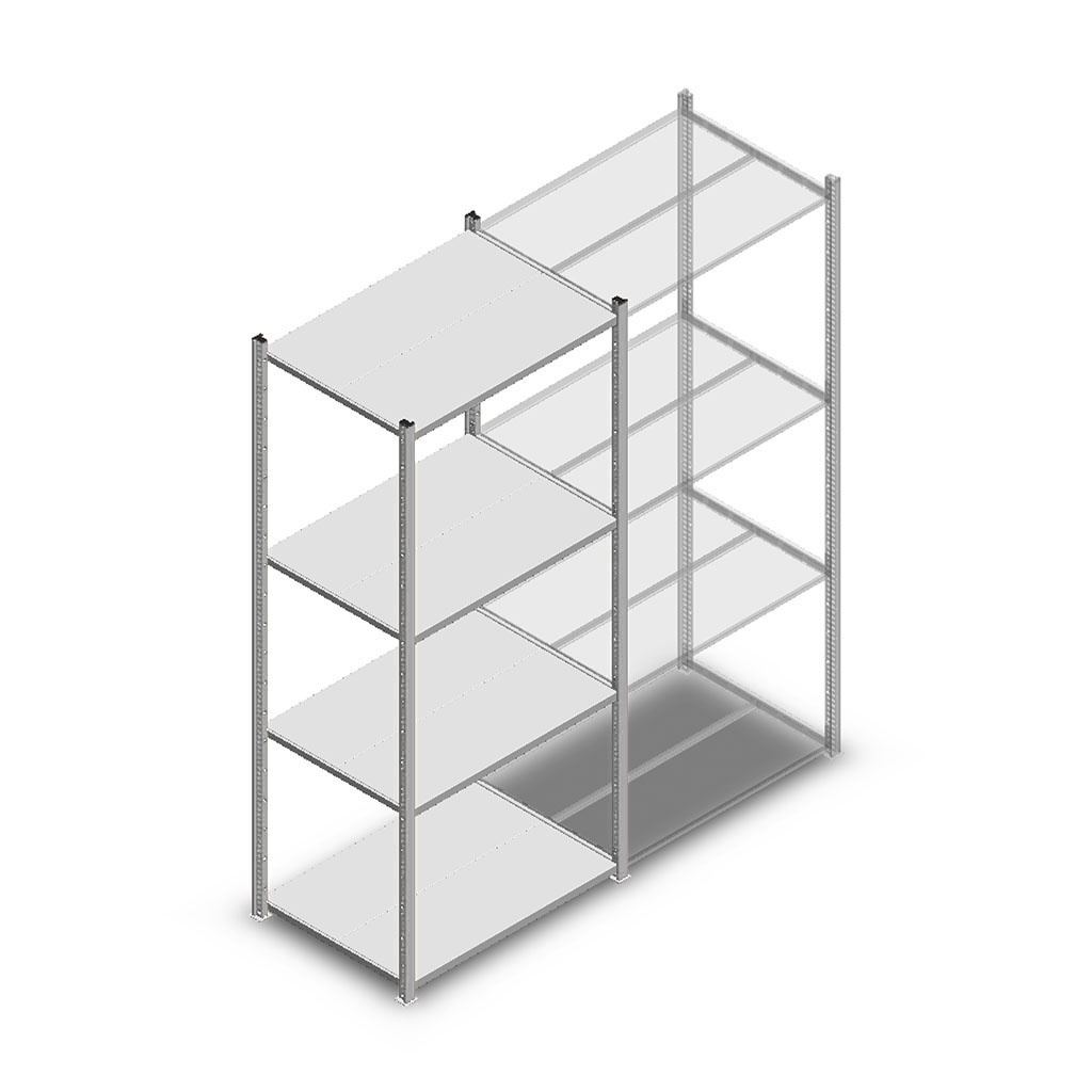Legbordstelling Medium Duty 2000x850x600 (hxbxd) 4 niveaus metaal verzinkt 200 kg beginsectie