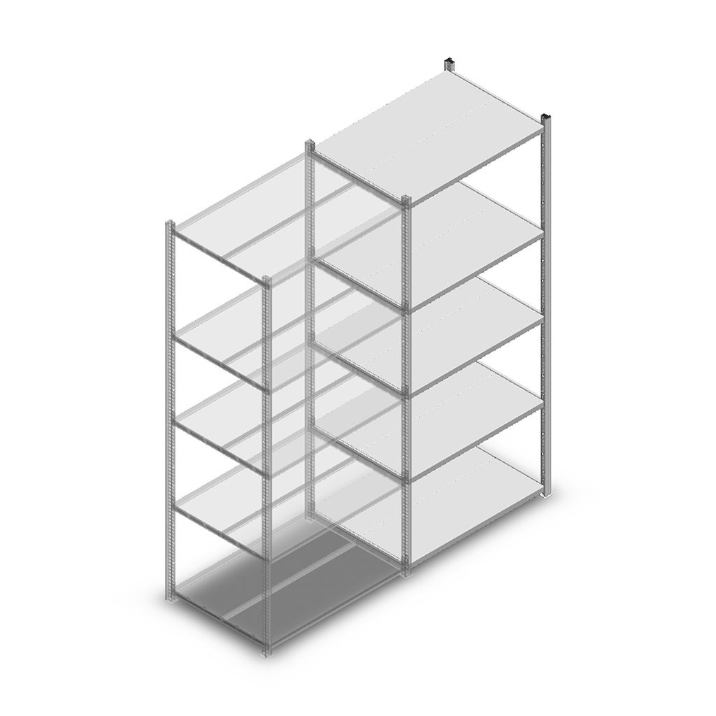 Legbordstelling Medium Duty 2000x850x600 (hxbxd) 5 niveaus metaal verzinkt 200 kg aanbouwsectie