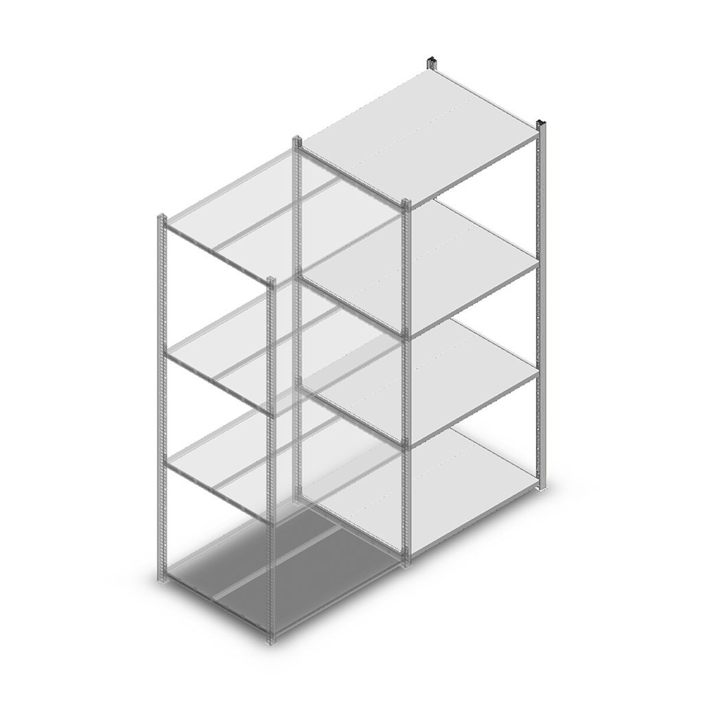 Legbordstelling Medium Duty 2000x850x700 (hxbxd) 4 niveaus metaal verzinkt 200 kg aanbouwsectie