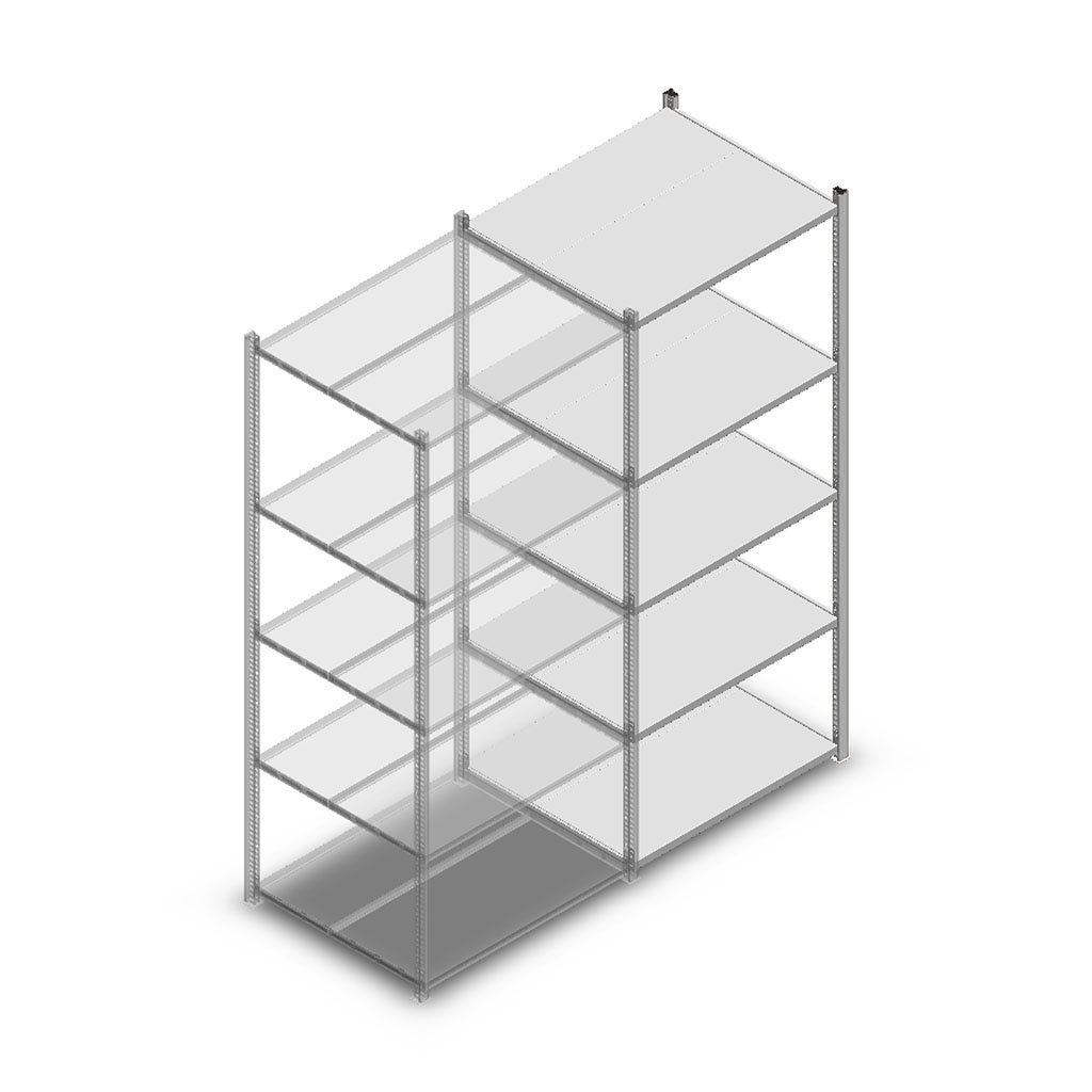 Legbordstelling Medium Duty 2000x850x700 (hxbxd) 5 niveaus metaal verzinkt 200 kg aanbouwsectie