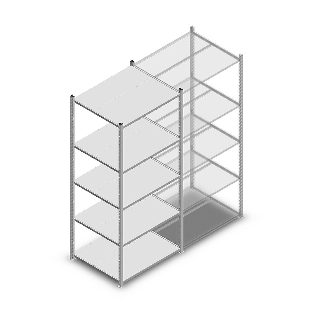 Legbordstelling Medium Duty 2000x850x700 (hxbxd) 5 niveaus metaal verzinkt 200 kg beginsectie