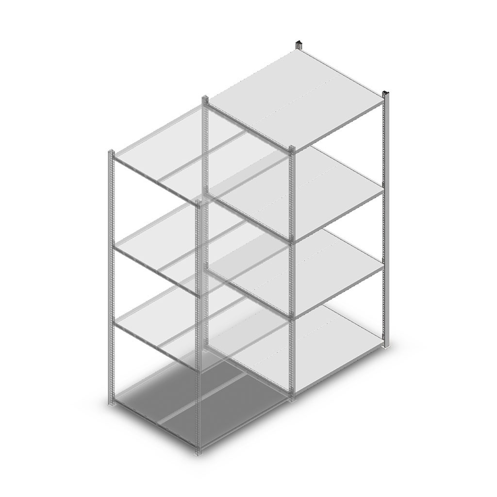Legbordstelling Medium Duty 2000x850x800 (hxbxd) 4 niveaus metaal verzinkt 200 kg aanbouwsectie