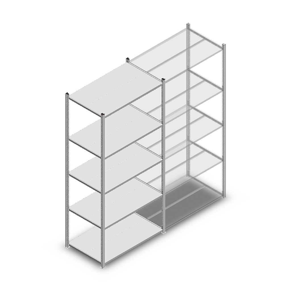 Legbordstelling Medium Duty 2200x1000x600, 5 niveaus metaal verzinkt, 180 kg beginsectie