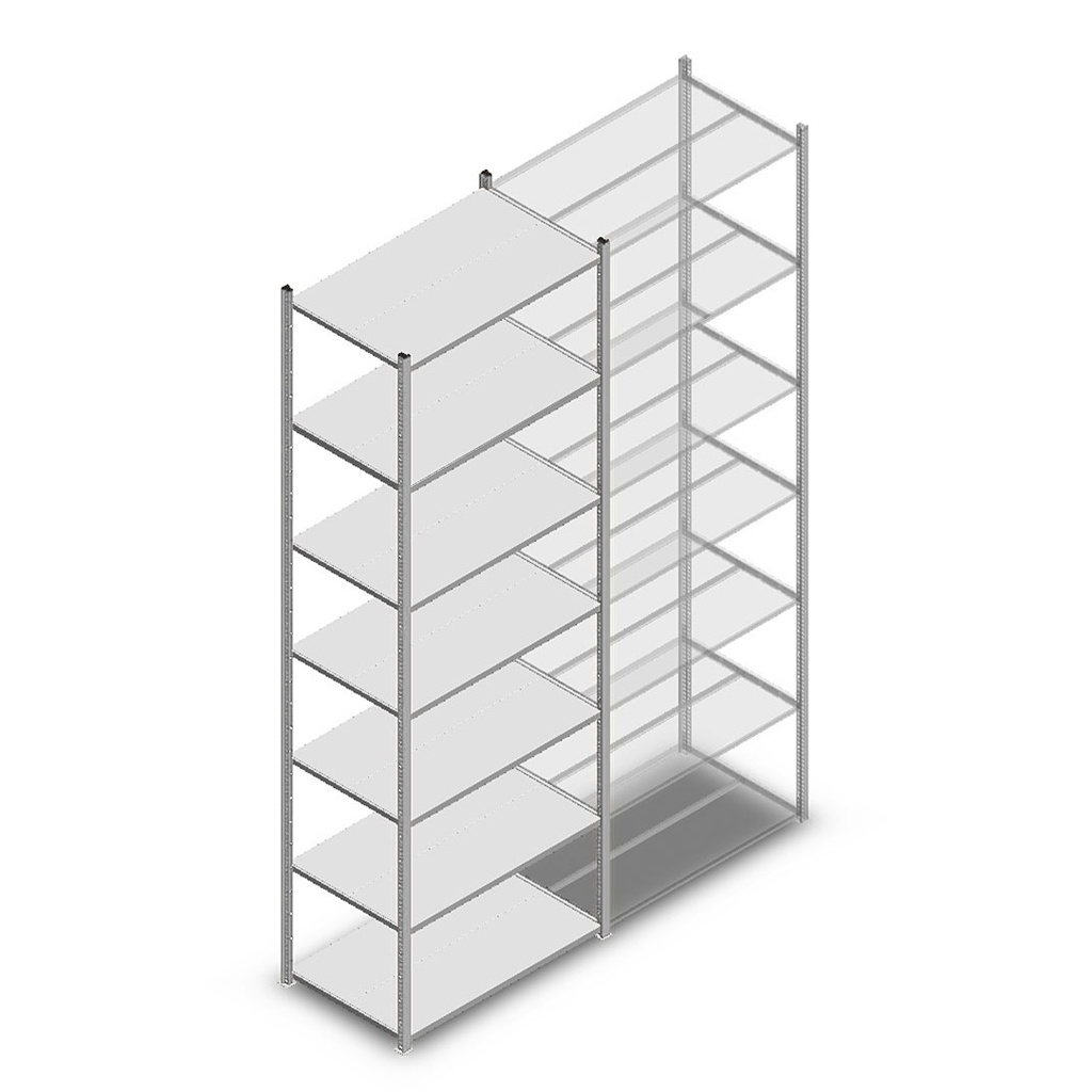 Legbordstelling Medium Duty 3000x1000x600, 7 niveaus metaal verzinkt, 180 kg beginsectie