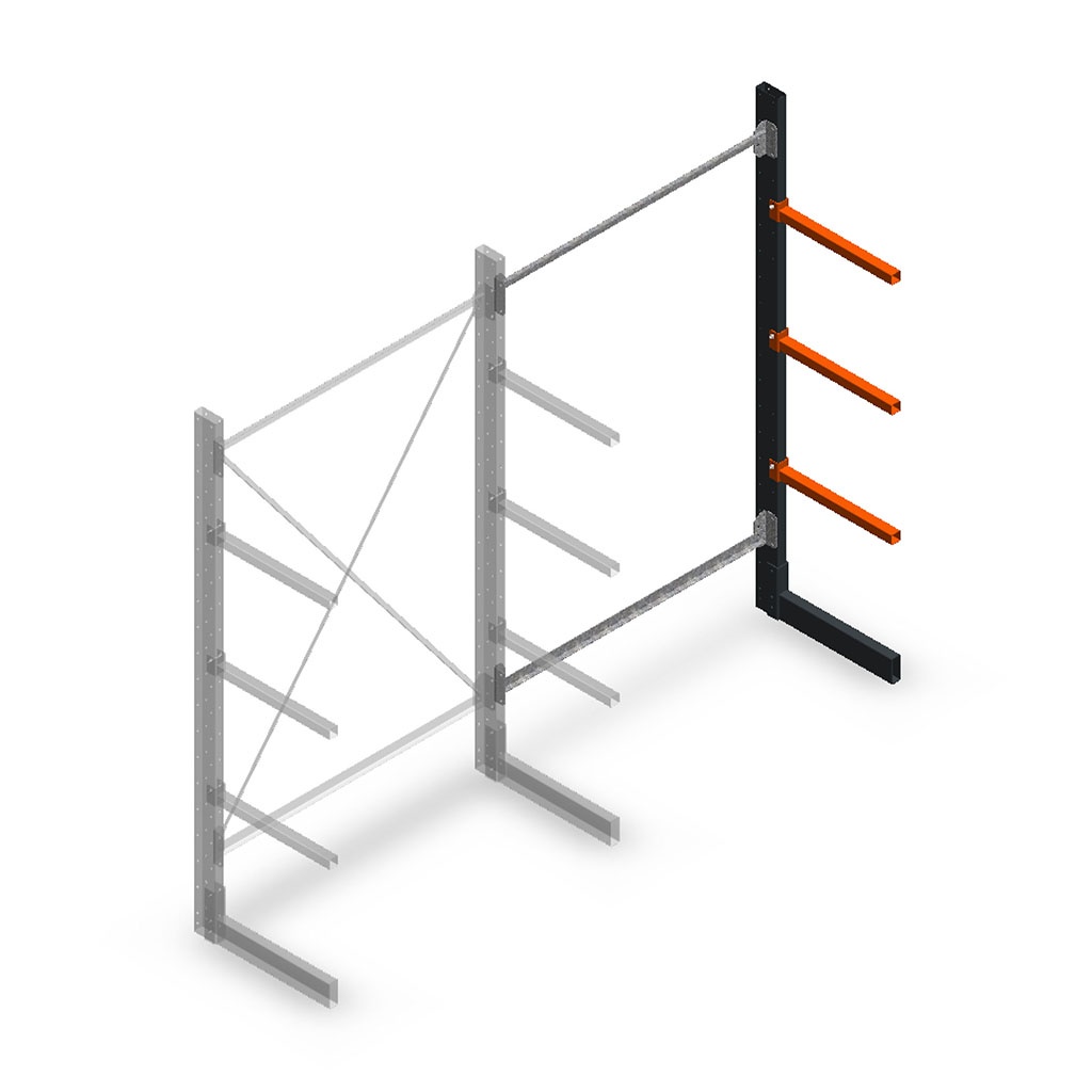 Lichte draagarmstelling enkelzijdig 2000x1500x500 aanbouwsectie