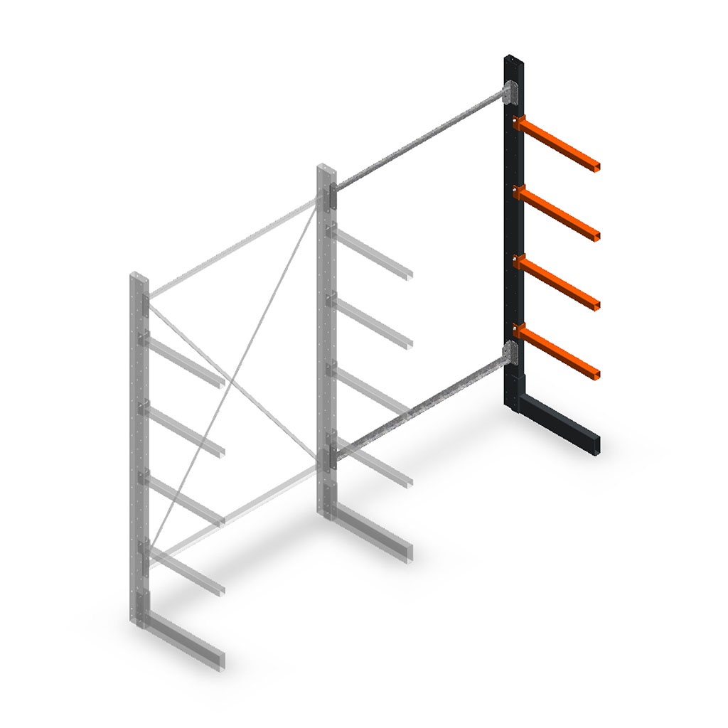 Lichte draagarmstelling enkelzijdig 2000x1500x500 aanbouwsectie