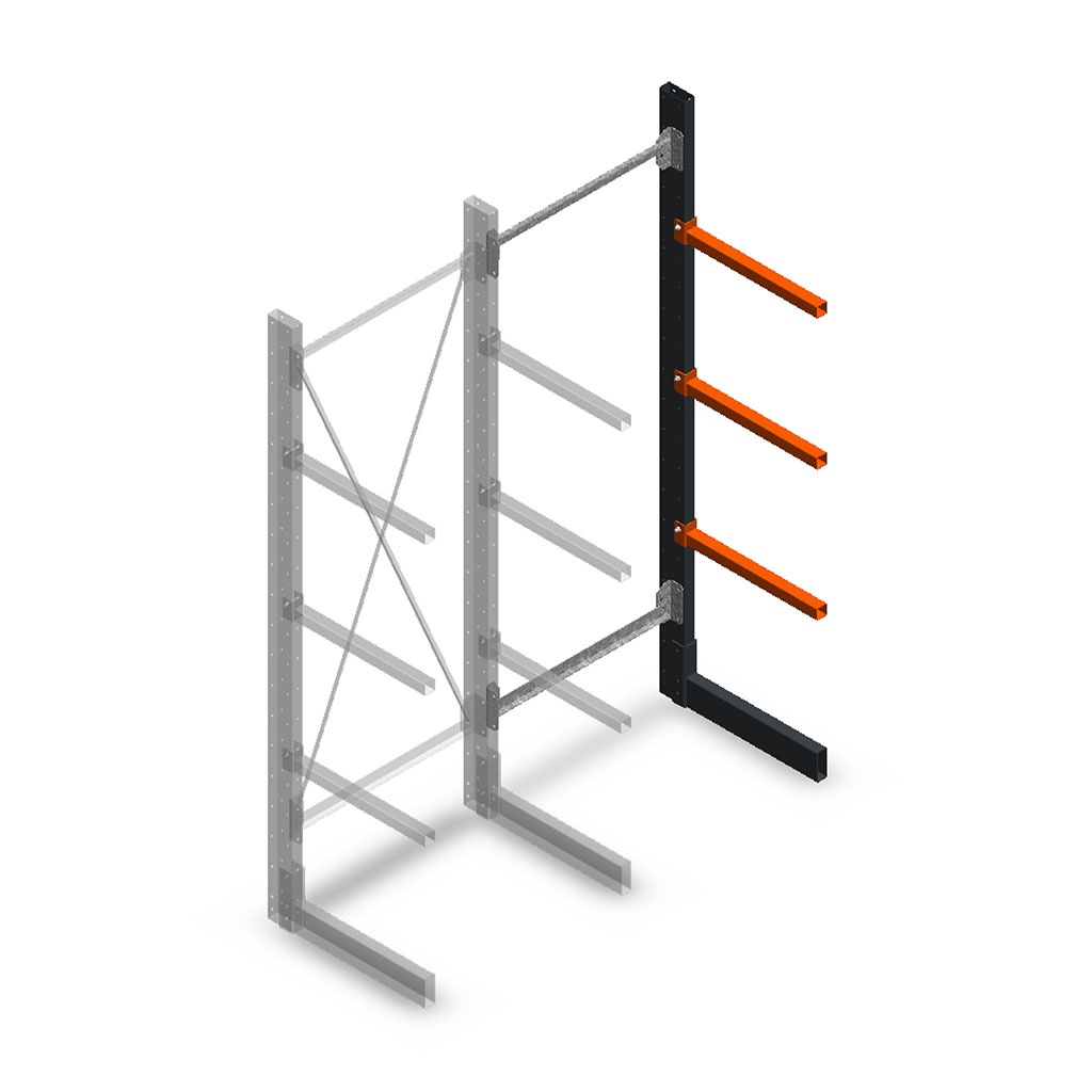 Lichte draagarmstelling enkelzijdig 2000x750x500 aanbouwsectie