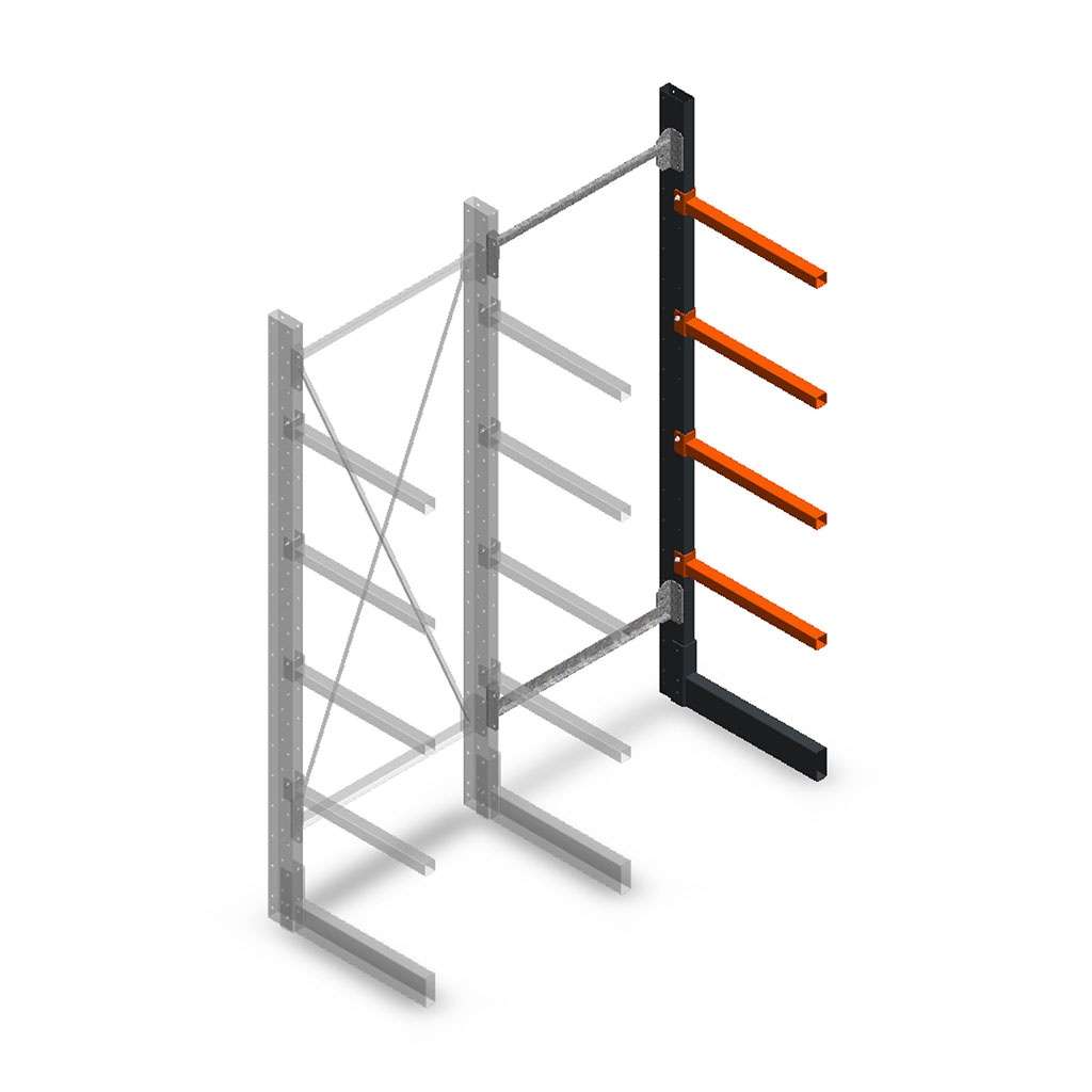 Lichte draagarmstelling enkelzijdig 2000x750x500 aanbouwsectie