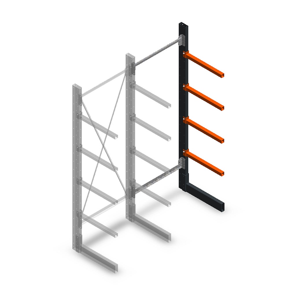 Lichte draagarmstelling enkelzijdig 2000x750x500 aanbouwsectie