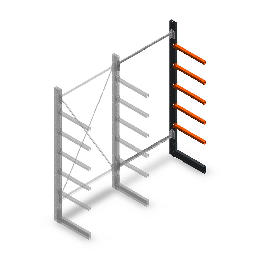 Lichte draagarmstelling enkelzijdig 2000x750x600 aanbouwsectie