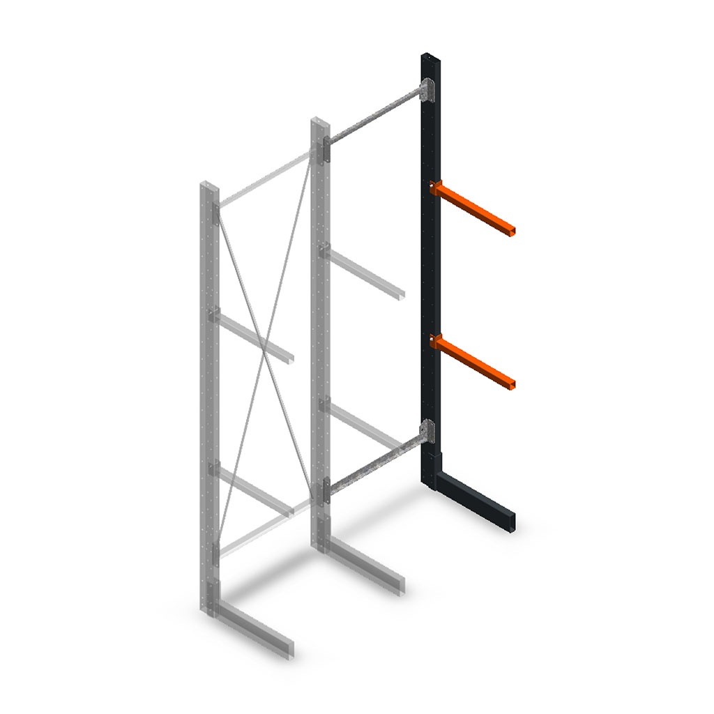 Lichte draagarmstelling enkelzijdig 2500x750x500 aanbouwsectie