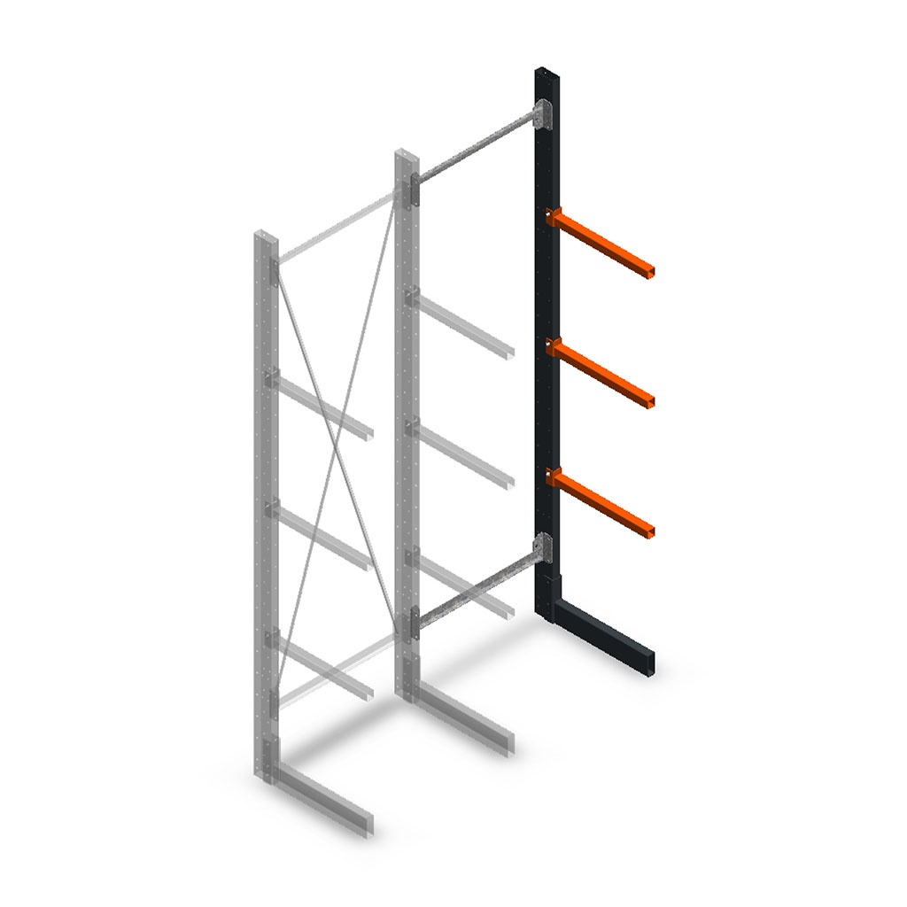 Lichte draagarmstelling enkelzijdig 2500x750x500 aanbouwsectie