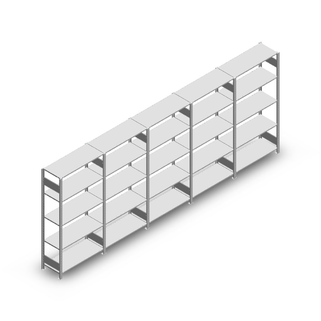 Voordeelrij Legbordstelling Heavy Duty 2000x5000x400, 5 niveaus metaal verzinkt 250 kg