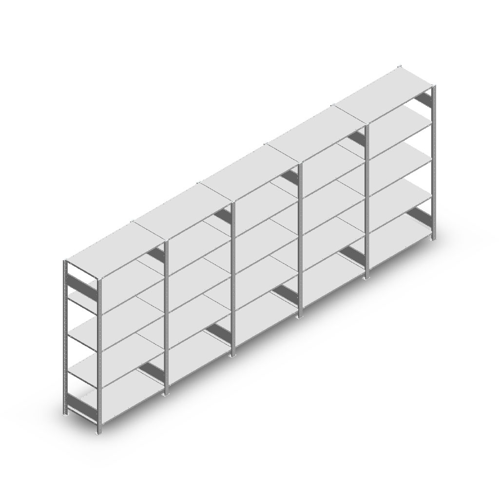 Voordeelrij Legbordstelling Heavy Duty 2000x5000x500, 5 niveaus metaal verzinkt 250 kg