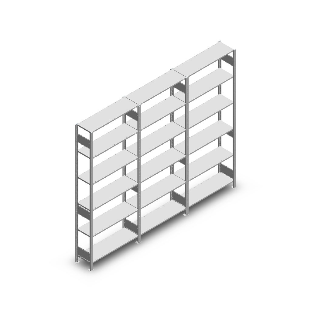 Voordeelrij Legbordstelling Heavy Duty 2500x3000x300, 6 niveaus metaal verzinkt 150 kg