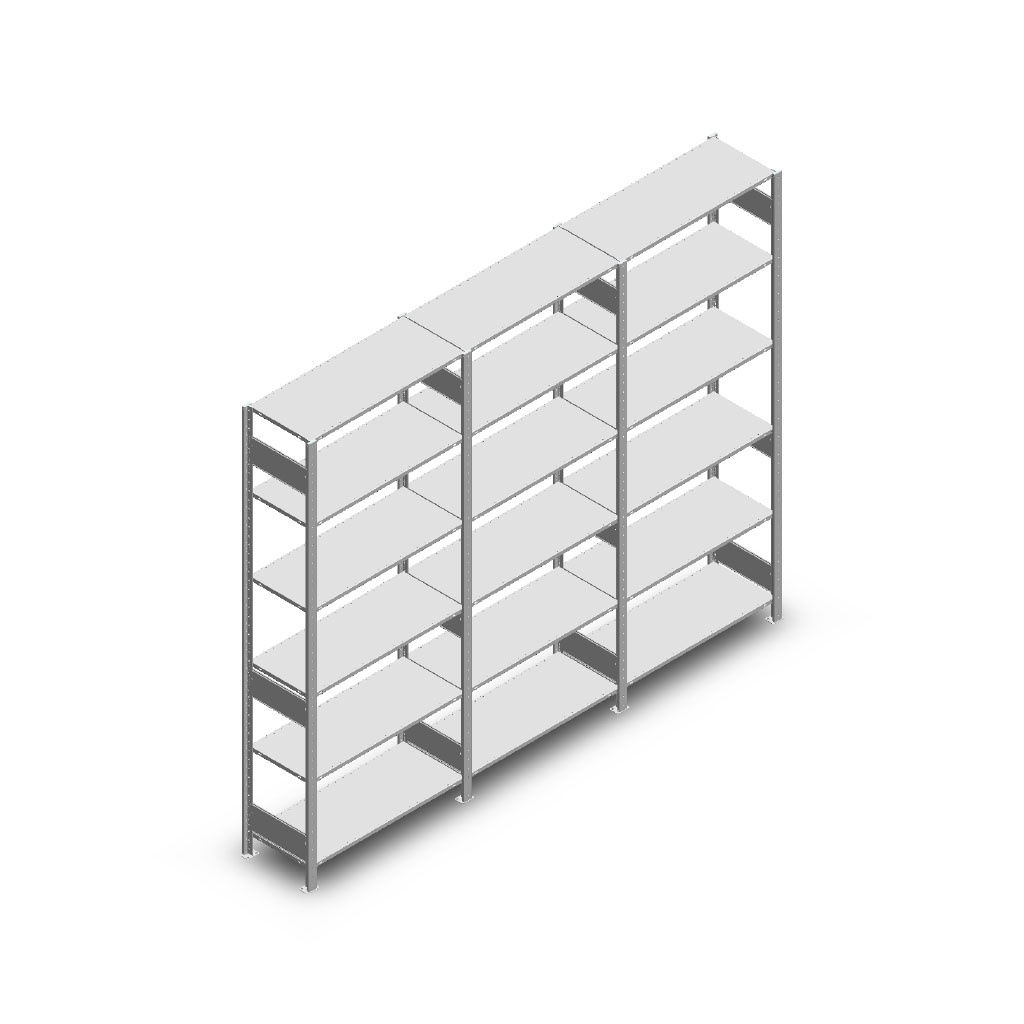 Voordeelrij Legbordstelling Heavy Duty 2500x3000x400, 6 niveaus metaal verzinkt 250 kg