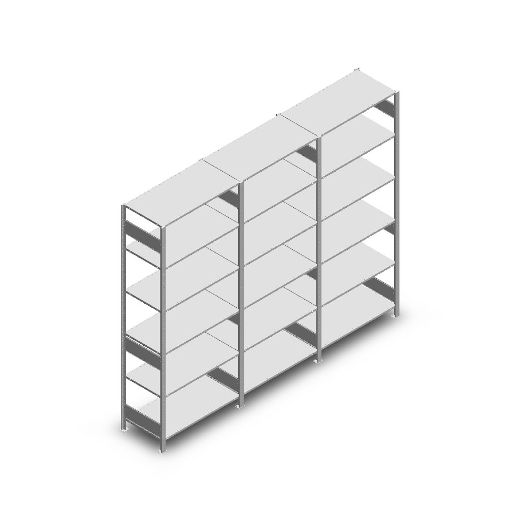 Voordeelrij Legbordstelling Heavy Duty 2500x3000x500, 6 niveaus metaal verzinkt 250 kg