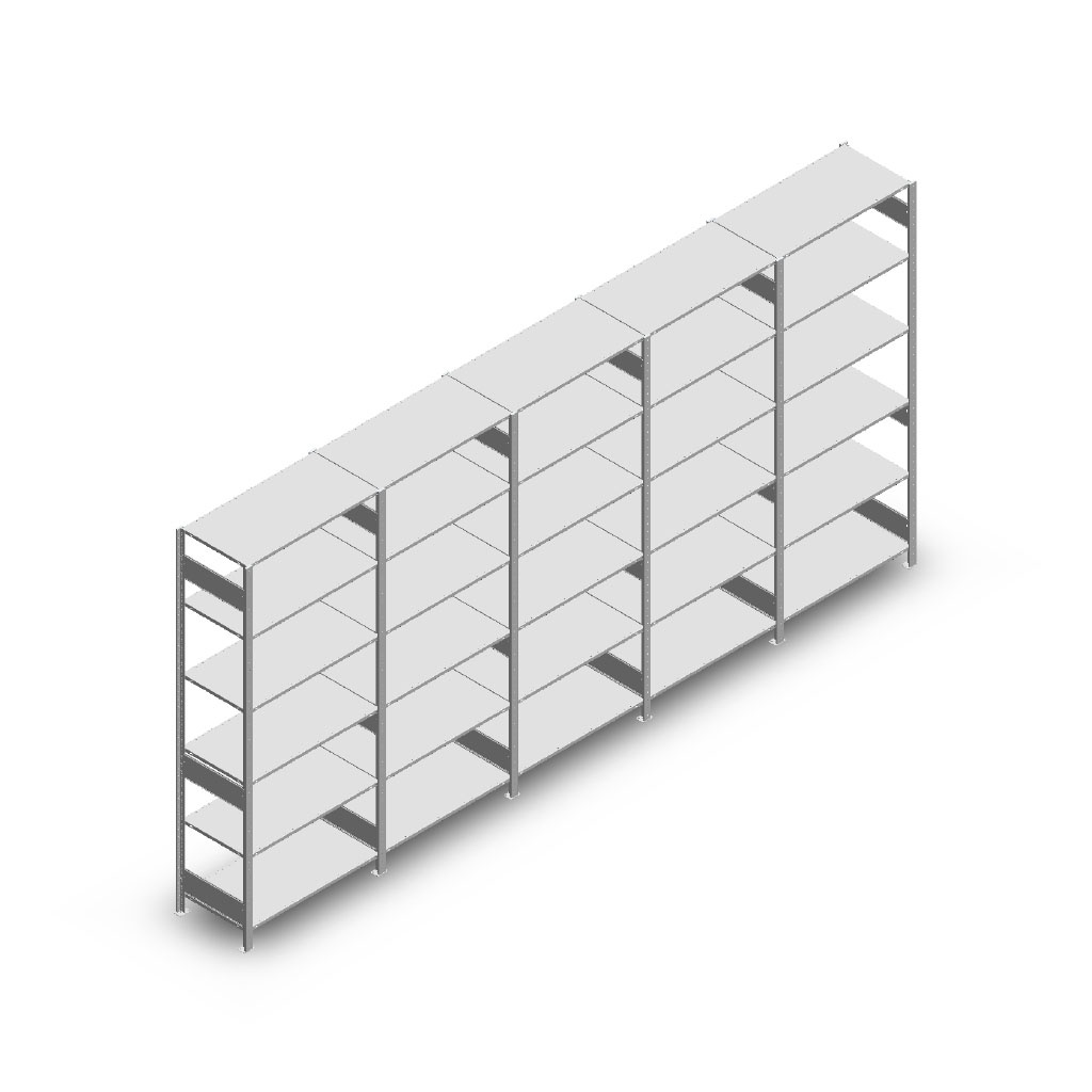 Voordeelrij Legbordstelling Heavy Duty 2500x5000x500, 6 niveaus metaal verzinkt 250 kg