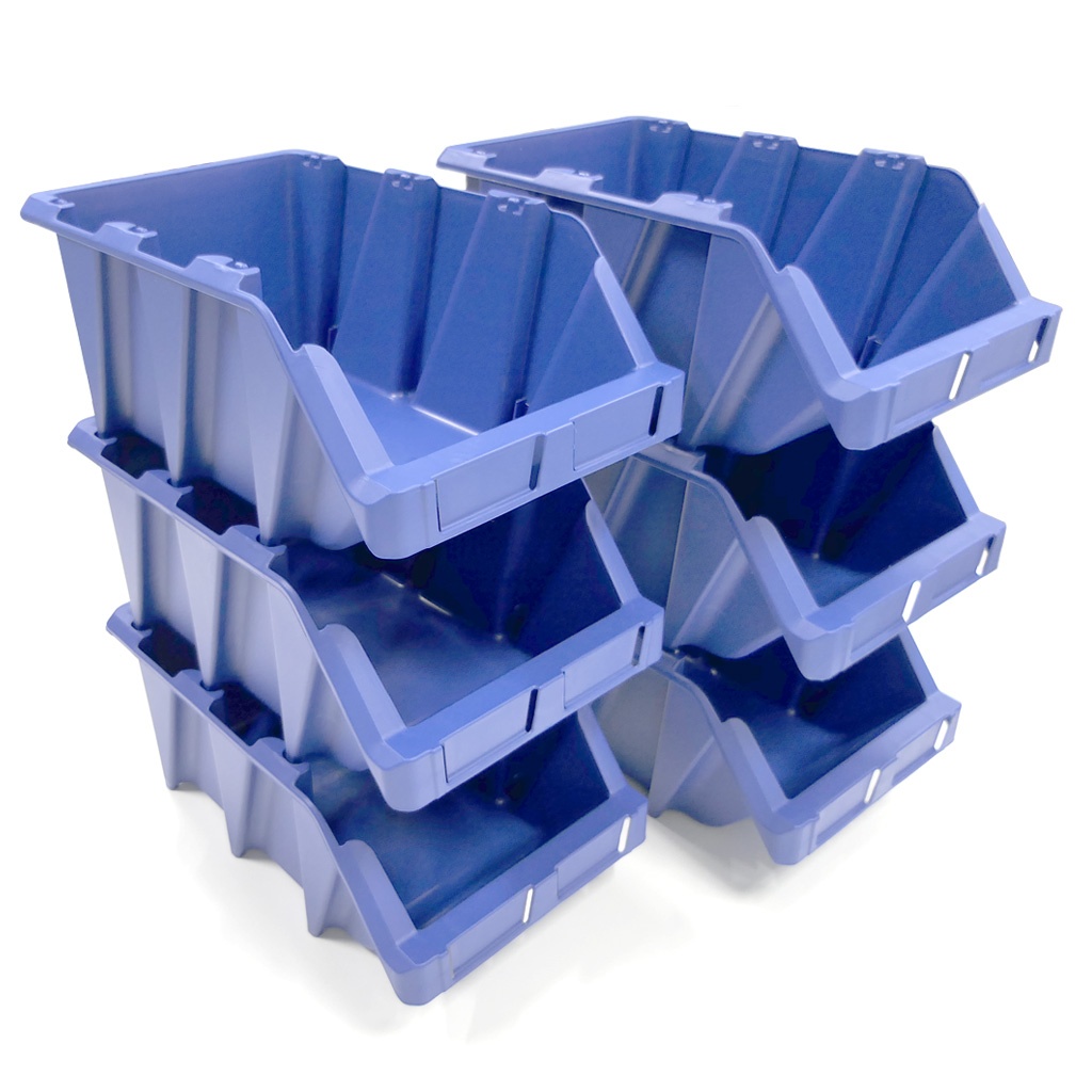 Palletaanbieding 100 Begra stapelbare en nestbare kunststof magazijnbakken type S7, 490x310x195 blauw