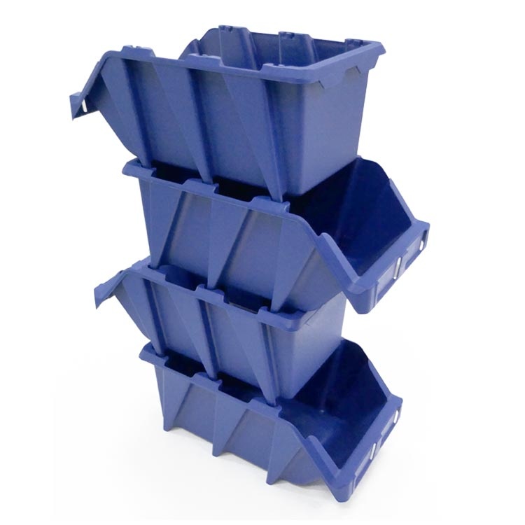 Palletaanbieding 100 Begra stapelbare en nestbare kunststof magazijnbakken type S7, 490x310x195 blauw