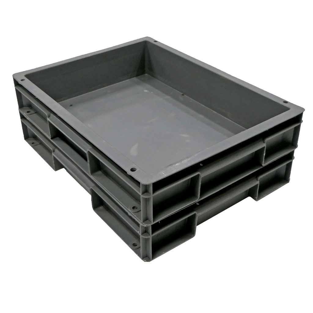 Palletaanbieding 200 gebruikte stapelbare magazijnbakken 400x300x72mm (lxbxh) antraciet