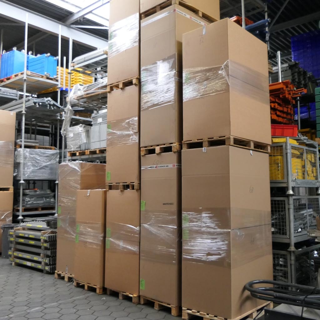 Palletaanbieding 202x Gebruikte handige opvouwbare magazijnbakken van PP Kanaalplaat 385x90x100 Blauw