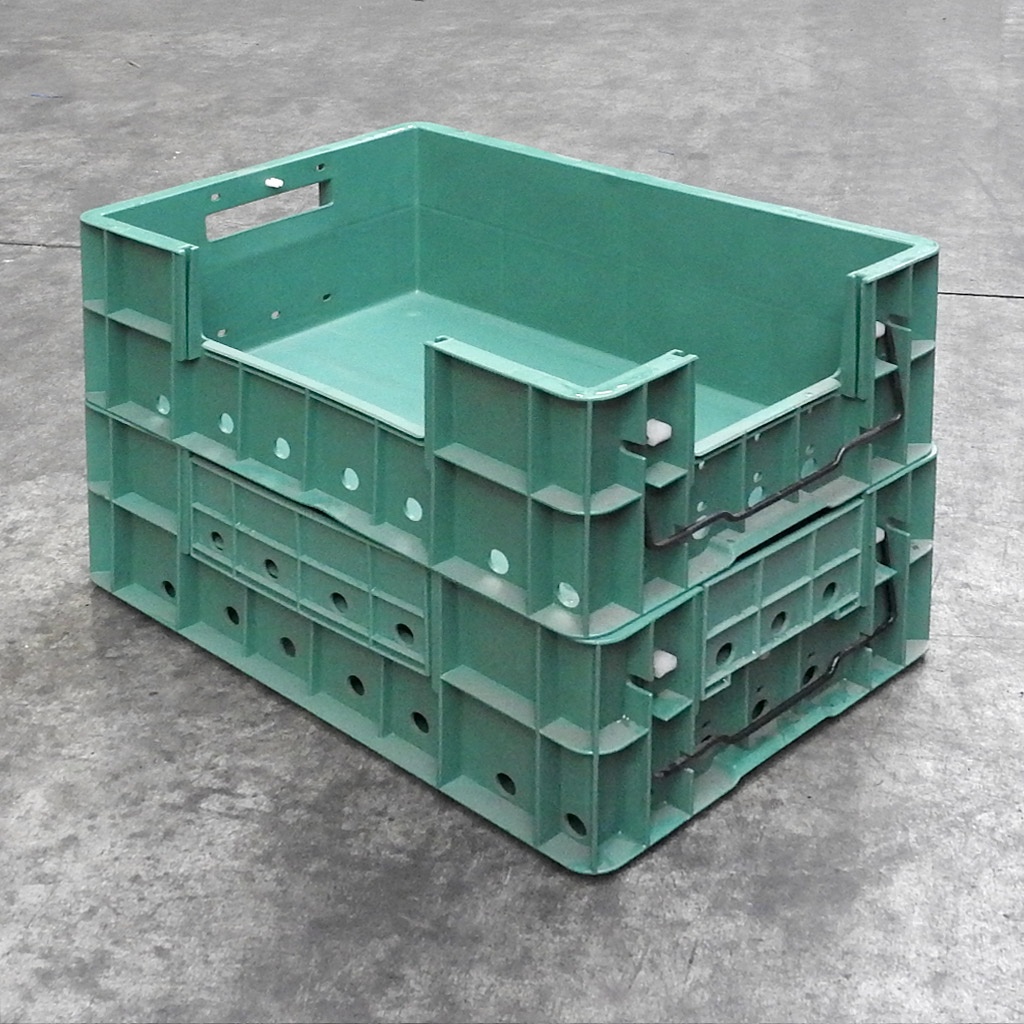 Palletaanbieding 20 gebruikte grijpbakken, stapelkratten 600x400x220 groen