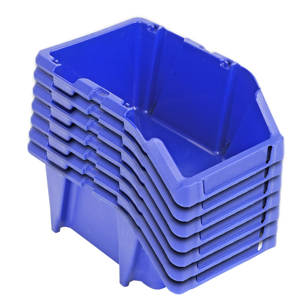 Palletaanbieding 300 Begra stapelbare en nestbare kunststof magazijnbakken type S4, 300x200x130 blauw