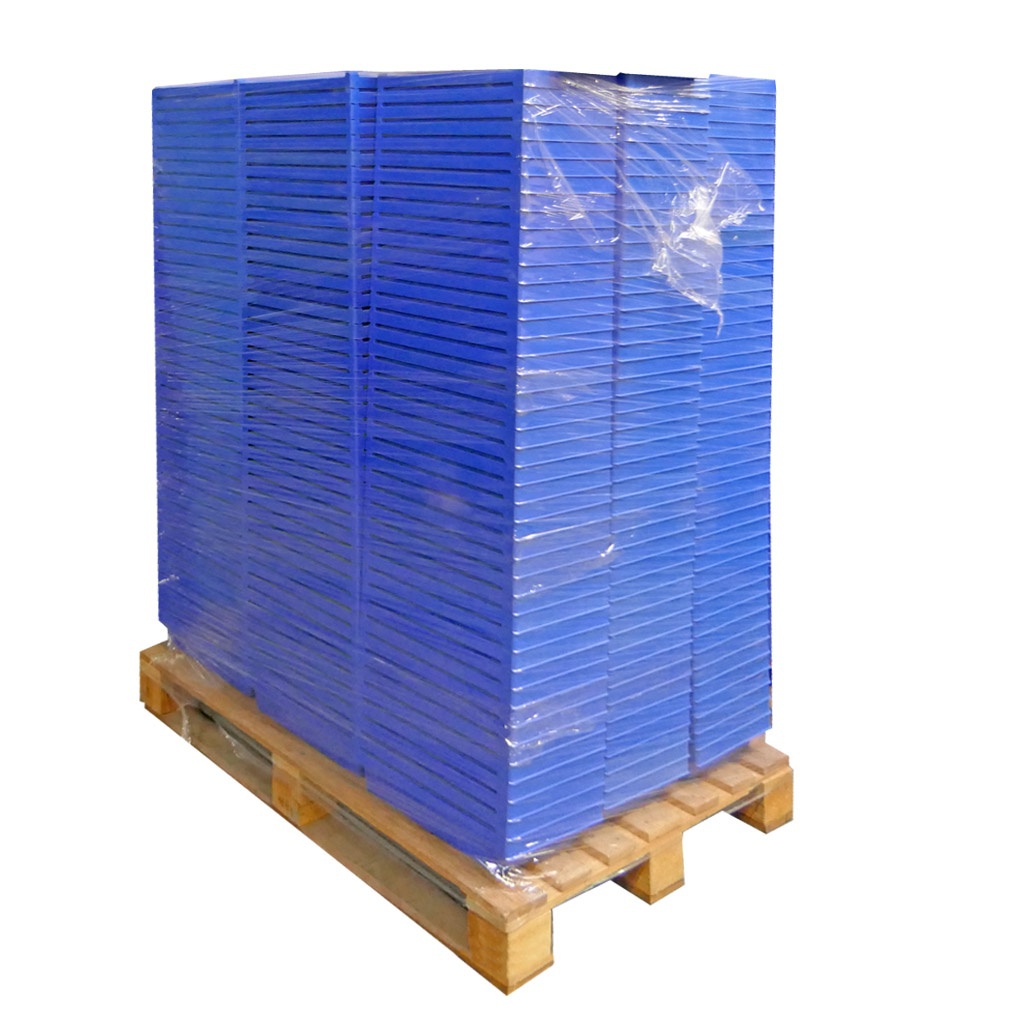 Palletaanbieding 300 gebruikte nestbare magazijnbak 392x233x92mm (lxbxh) blauw