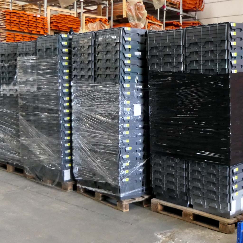 Palletaanbieding 72 gebruikte distributiebak, transportbak 600x400x300 mm (lxbxh) antraciet