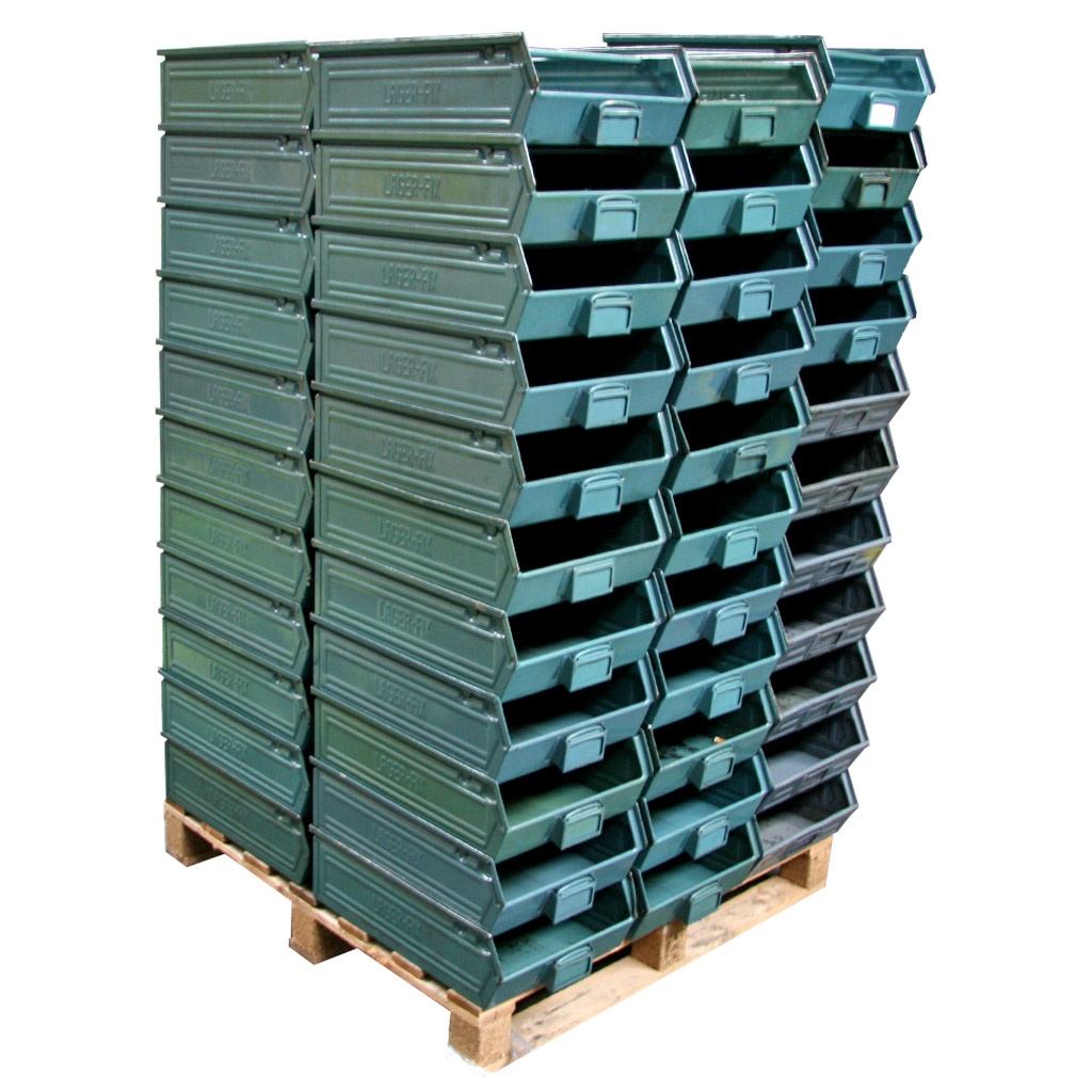 Palletaanbieding metalen stapelbak, magazijnbak type 14/7-2 groen 450x320x145
