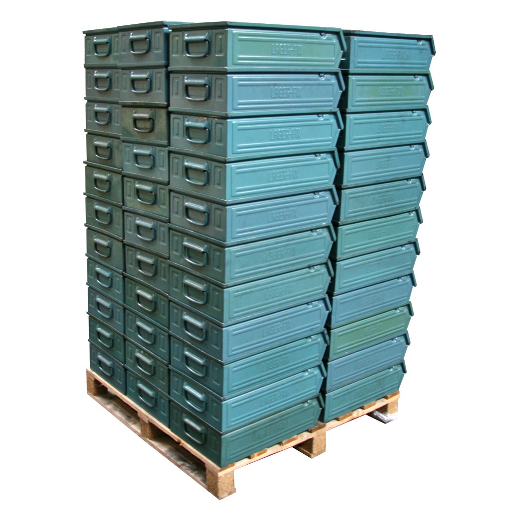 Palletaanbieding metalen stapelbak, magazijnbak type 14/7-2 groen 450x320x145