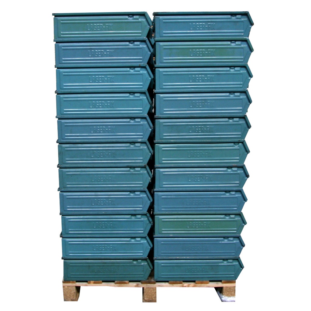 Palletaanbieding metalen stapelbak, magazijnbak type 14/7-2 groen 450x320x145