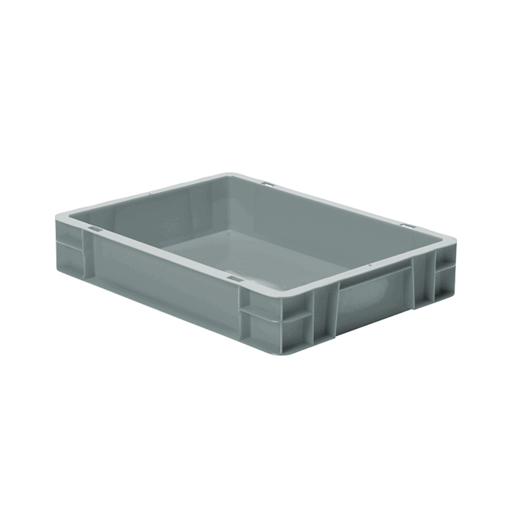 Transportkrat Euronorm plastic bak, krat TK0 400x300x75 grijs