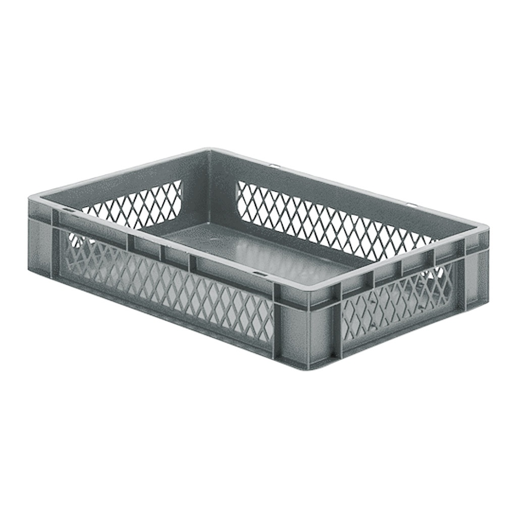 Transportkrat Euronorm plastic bak, krat TK1 600x400x120 grijs