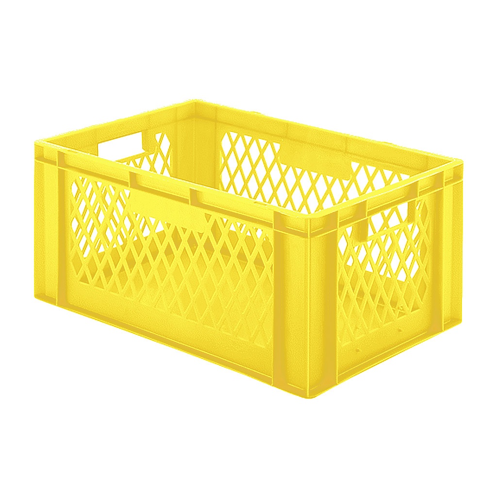 Transportkrat Euronorm plastic bak, krat TK1 600x400x270 geel