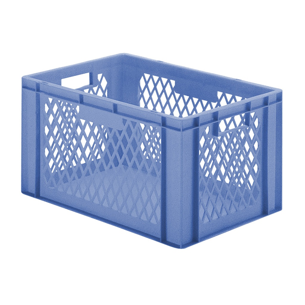 Transportkrat Euronorm plastic bak, krat TK1 600x400x320 blauw