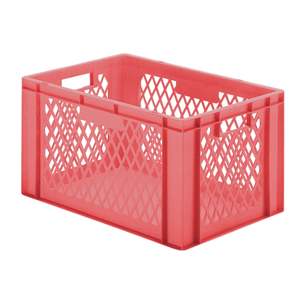Transportkrat Euronorm plastic bak, krat TK1 600x400x320 rood