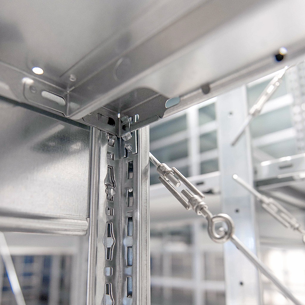 Voordeelrij deels gebruikte legbordstelling Heavy Duty 3250x5200x500mm (hxbxd) 4 secties 7 niveaus 150 kg