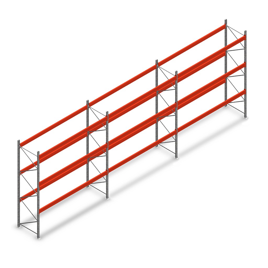 Voordeelrij gebruikte AR M1 T2 palletstelling 3400x11120x1100, 3 secties 3 niveaus