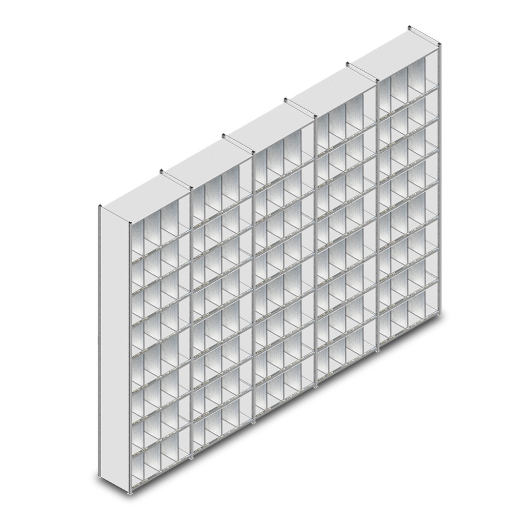 Voordeelrij gebruikte Dexion legbordstelling Verzinkt 3500x5105x500