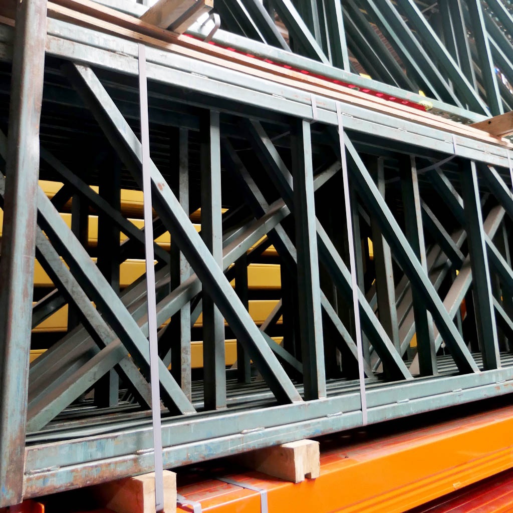 Voordeelrij gebruikte Hovuma palletstelling 2550x11300x900mm (hxbxd) - 4 secties 2 niveaus incl. vlonders