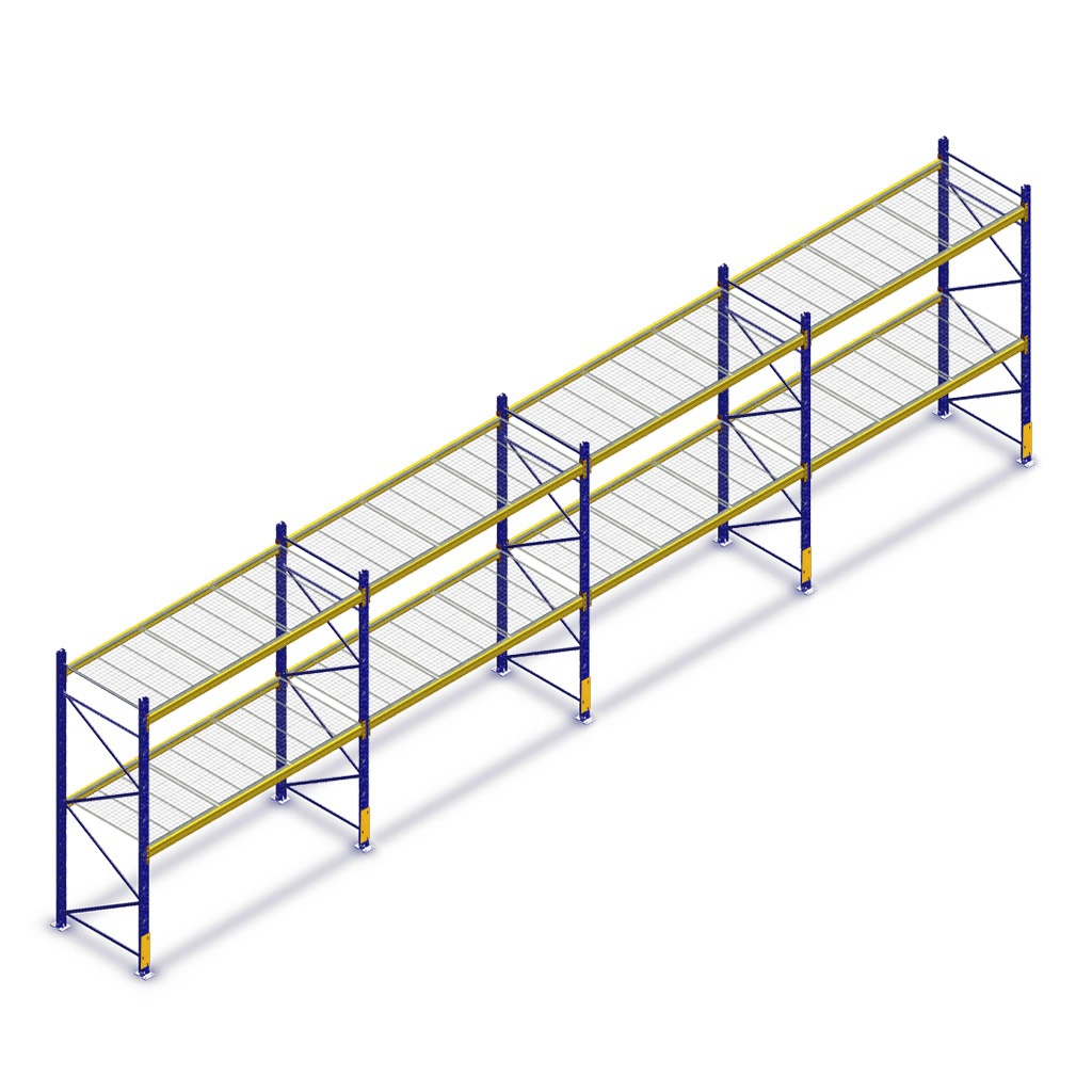 Voordeelrij gebruikte JH Esmena palletstelling 3000x11720x1100 - 4 secties 2 niveaus+roosters