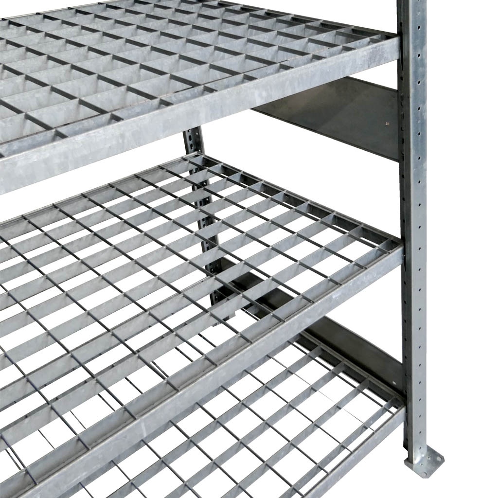 Voordeelrij gebruikte legbordstelling Meta 3000x5350x600mm (hxbxd) 4 secties 8 niveaus