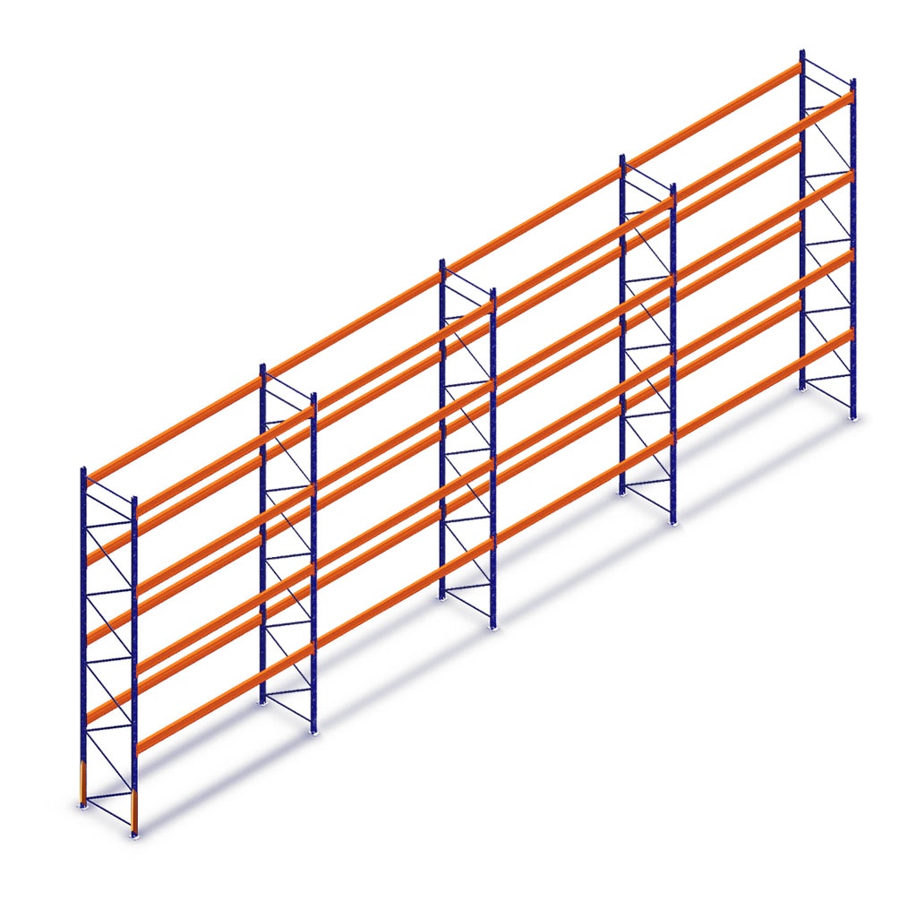 Voordeelrij gebruikte Mecalux palletstelling 6000x11200x1100 mm (hxbxd) - 4 secties 4 niveaus