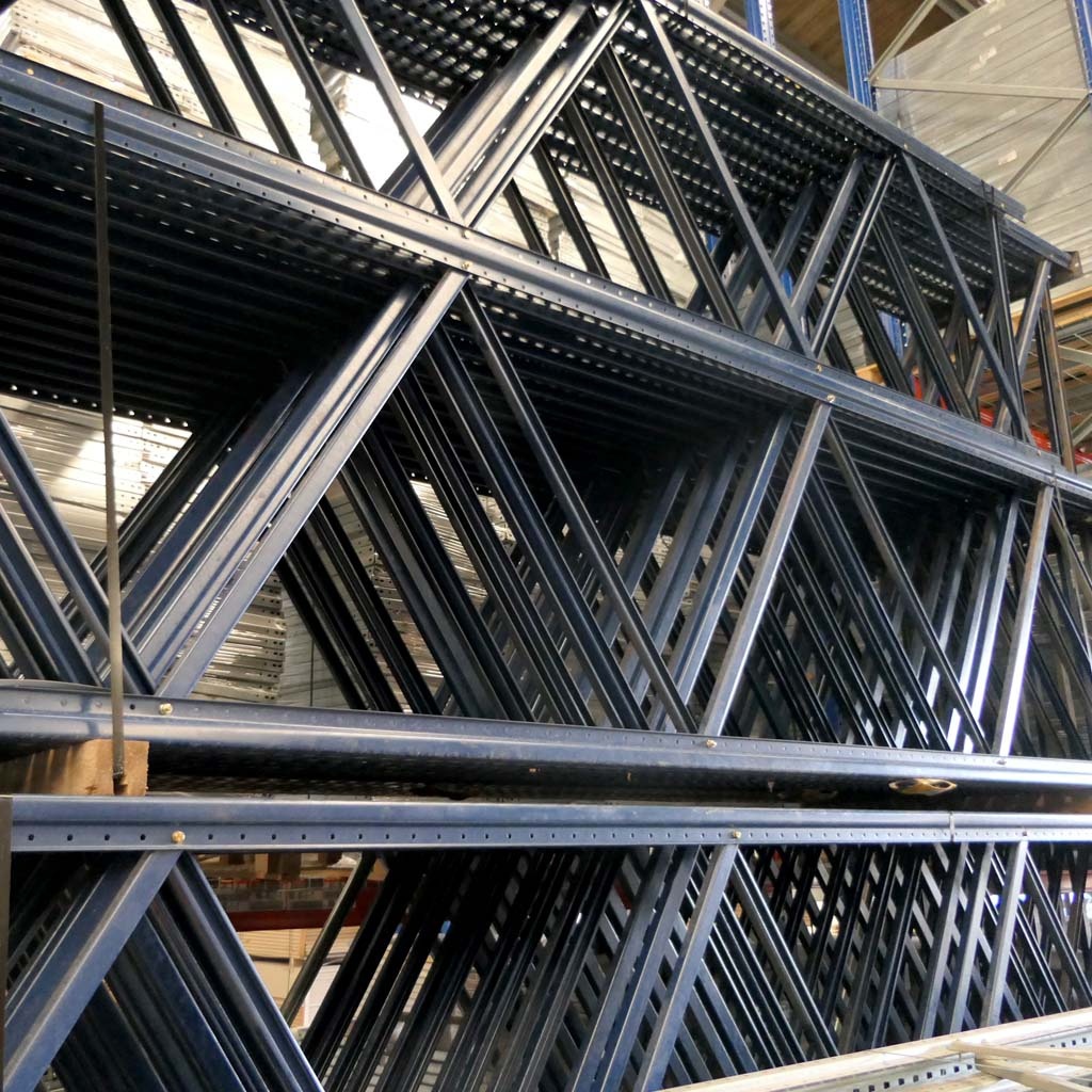 Voordeelrij gebruikte Mecalux palletstelling 6000x6980x1000 mm (hxbxd) - 3 secties 3 niveaus