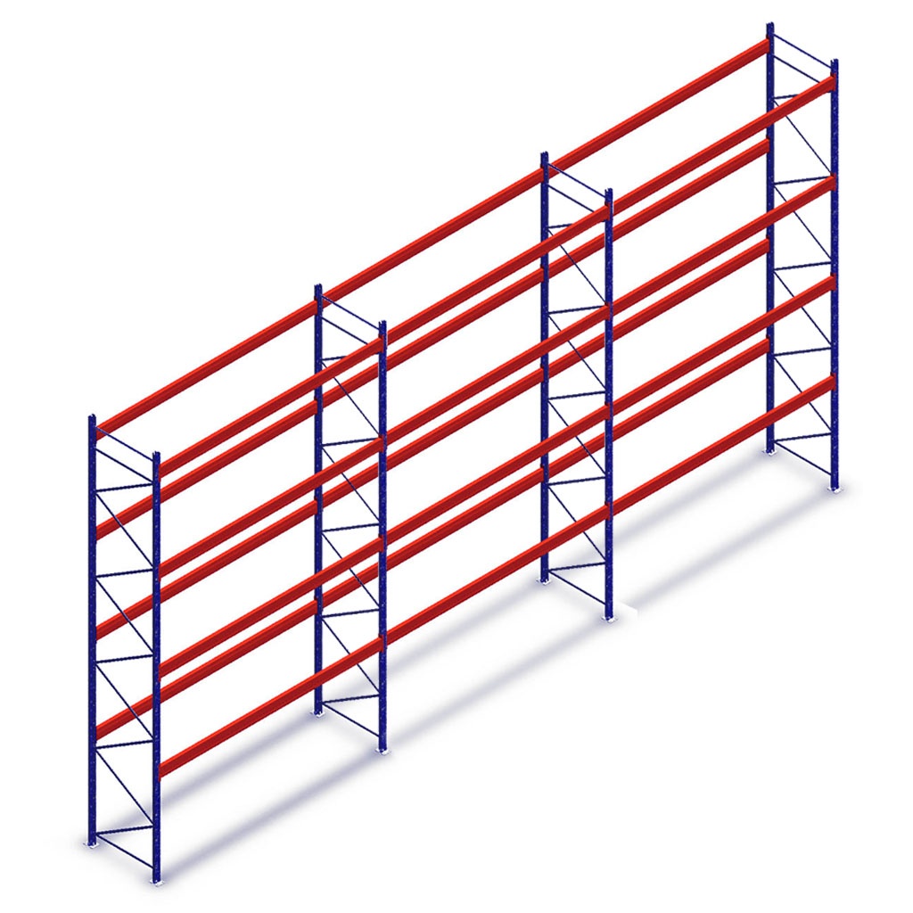 Voordeelrij gebruikte Meta palletstelling 5600x11200x1100 mm (hxbxd) - 3 secties 4 niveaus