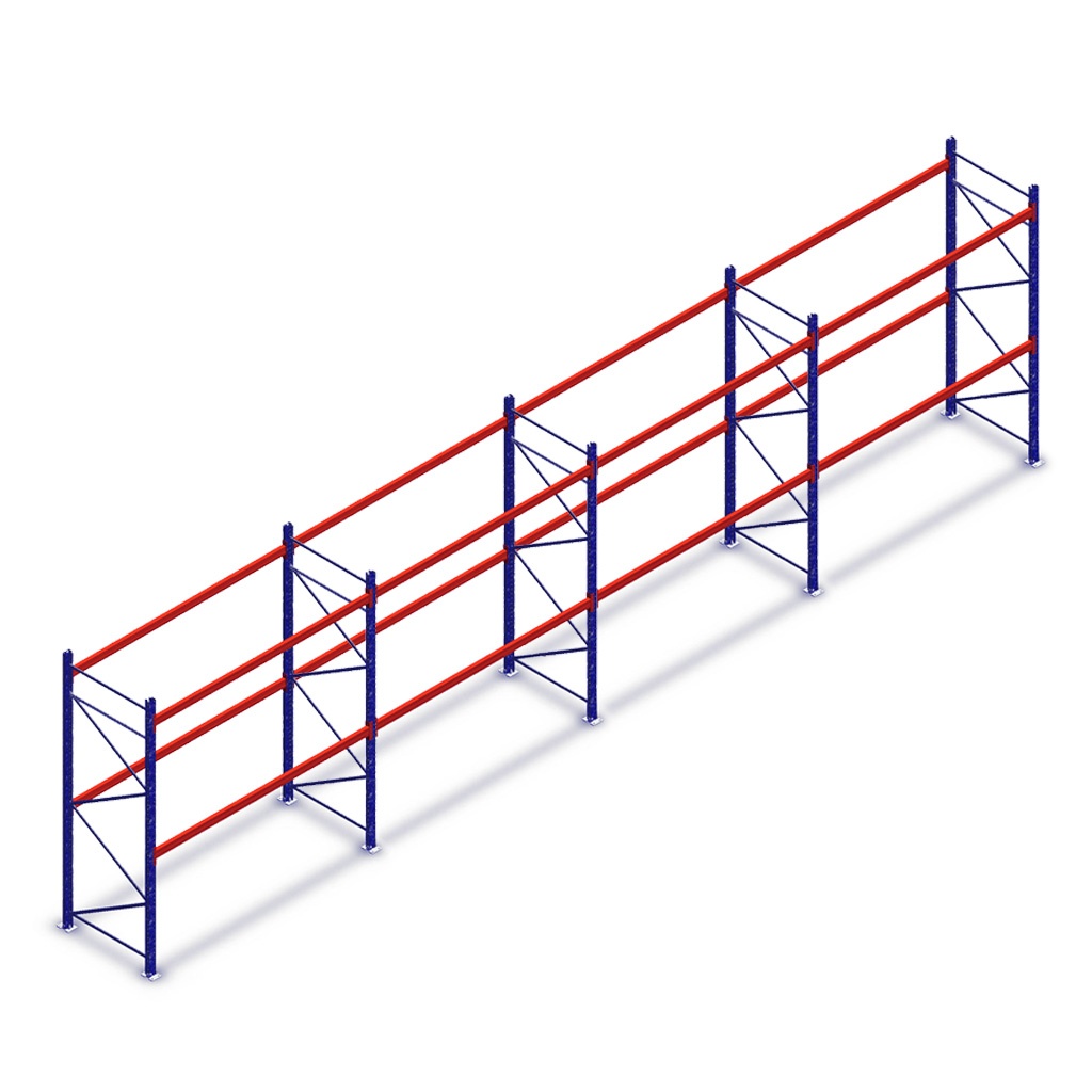 Voordeelrij gebruikte palletstelling Redirack 3000x11200x900mm (hxbxd) 4 secties 2 niveaus