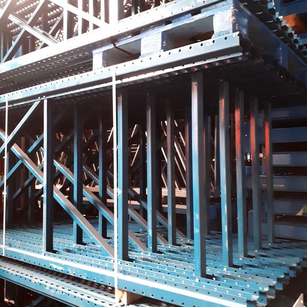Voordeelrij gebruikte Polypal palletstelling 2375x9420x1050mm (hxbxd) - 3 secties 2 niveaus