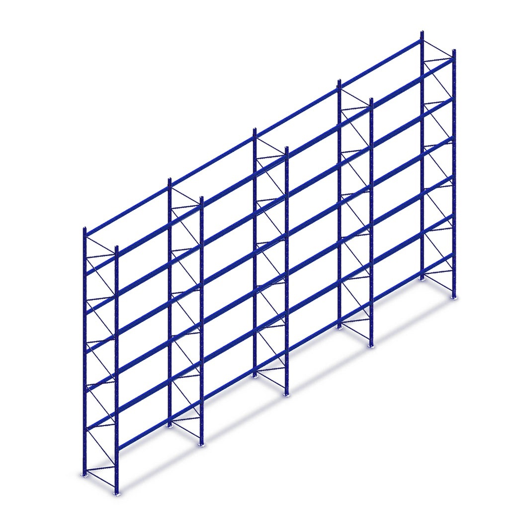 Voordeelrij gebruikte Polypal palletstelling 7500x12525x950mm (hxbxd) - 6 niveaus 4 secties